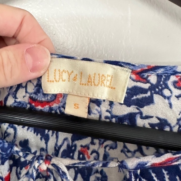 Anthropologie Lucy & Laurel Blue Floral Blouse - Picture 3 of 3